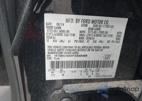 2015 Ford F-350 from USA, damaged, VIN 1FT8W3B69FEB48499